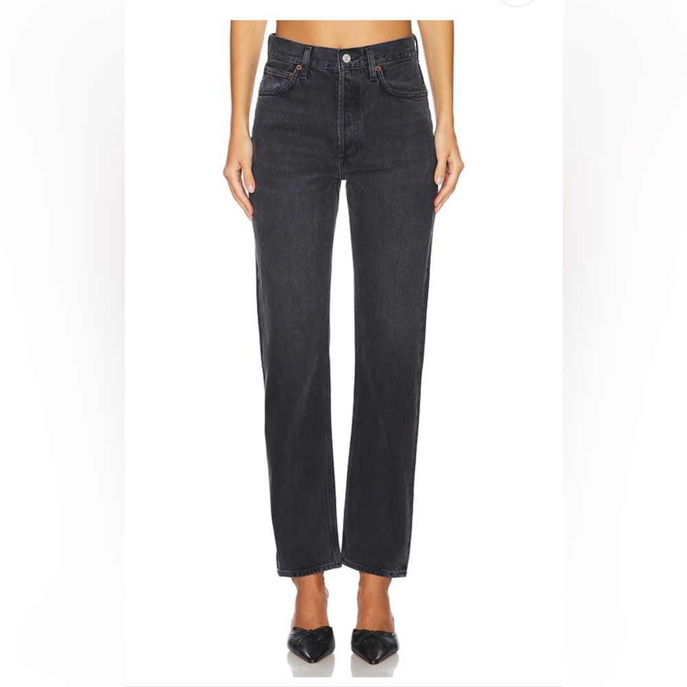 Agolde Women's 90’S Pinch Straight Leg Black Jeans